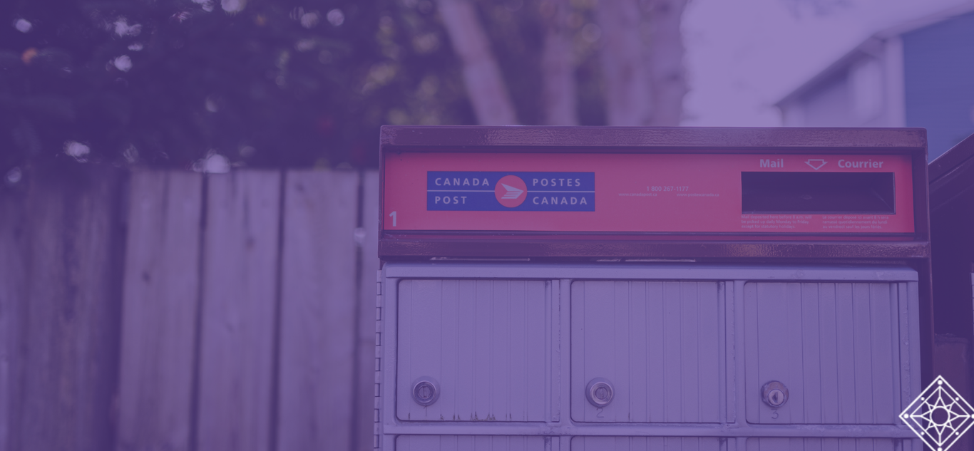 Close up of canada post mailboxes